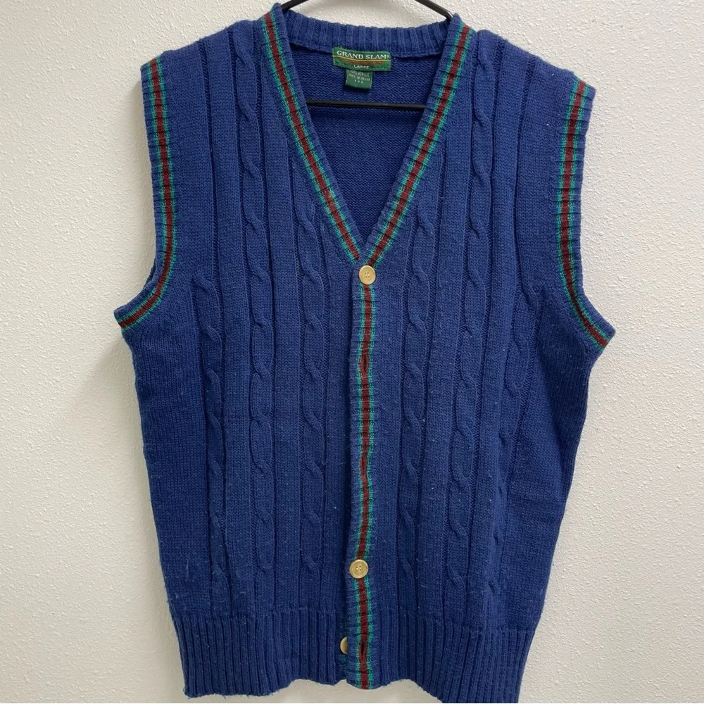 Grand Slam Vintage Cable Knit Sweater Vest - Picture 1 of 7